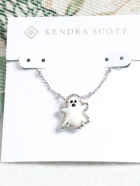 New Kendra Scott White Mother-of-Pearl Ghost Necklace Silver